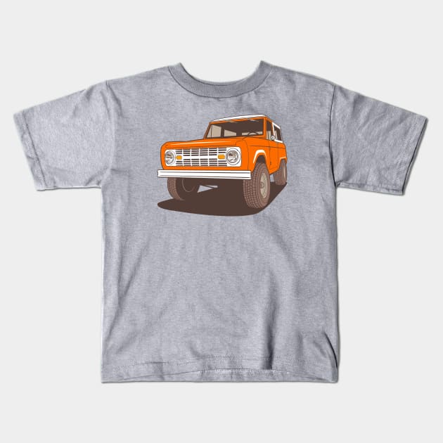 ORANGE BRONCO Kids T-Shirt by OldSkoolDesign